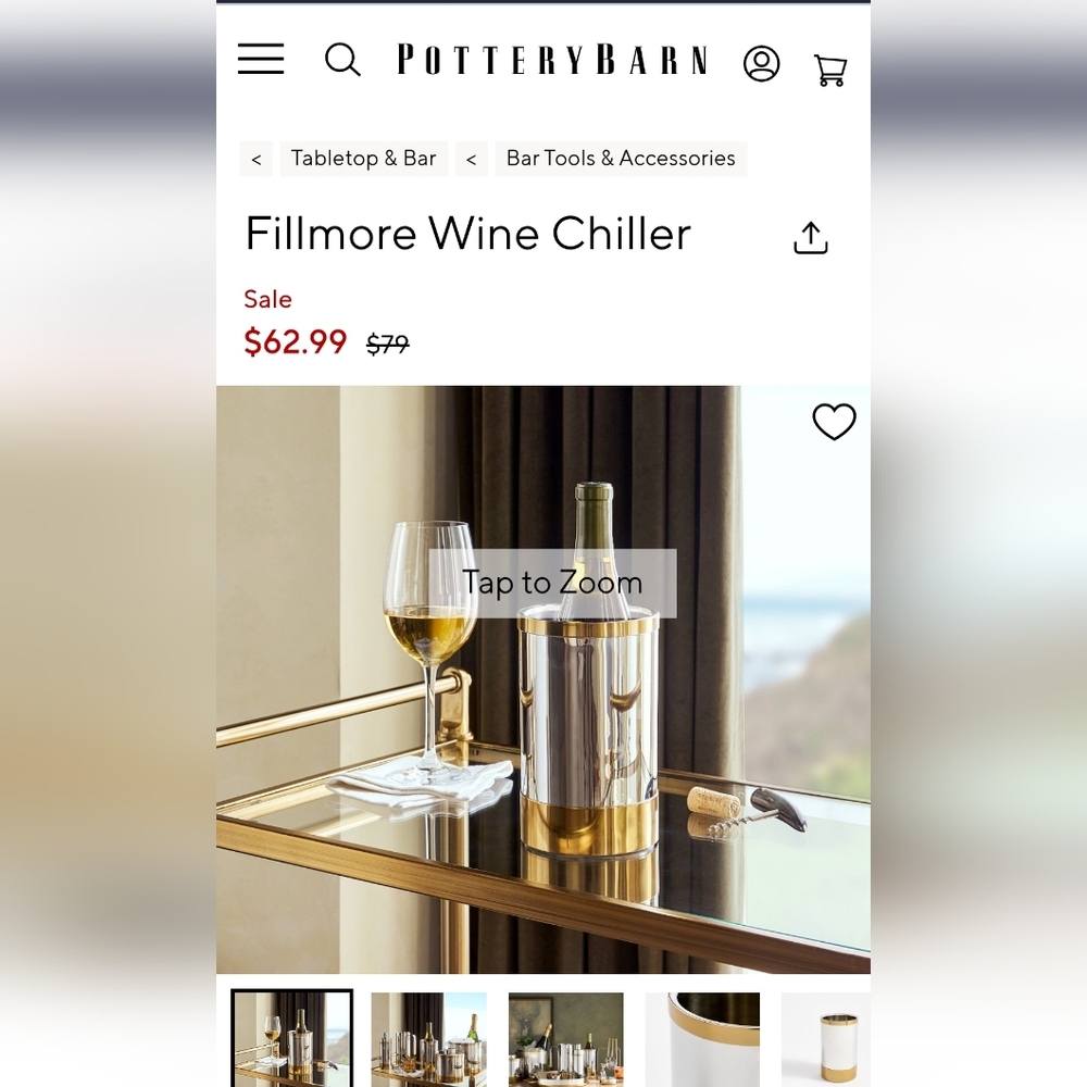 Pottery Barn Fillmore Wine Chiller. New.